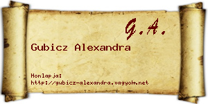Gubicz Alexandra névjegykártya
